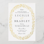 Invitation En Aluminium Ovale orné des Feuilles de défilement (Recto)