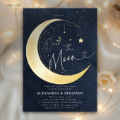 Invitation En Aluminium Over the Moon Starry Night Coed Baby Boy Shower