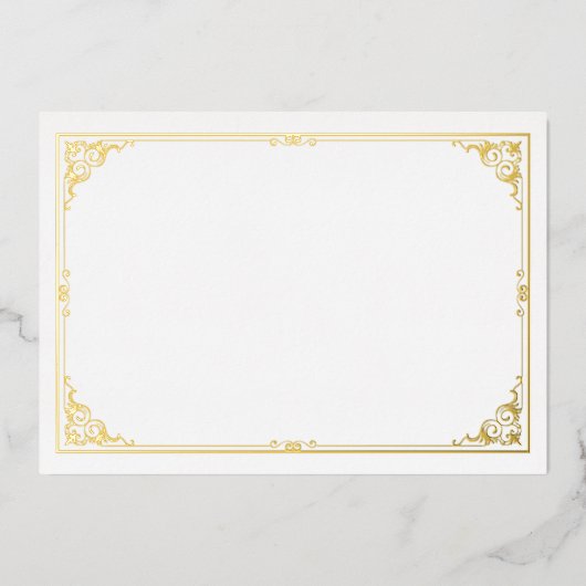 Invitation En Aluminium Page de certificat Gold Foil Frame de bordure Vict (Recto)