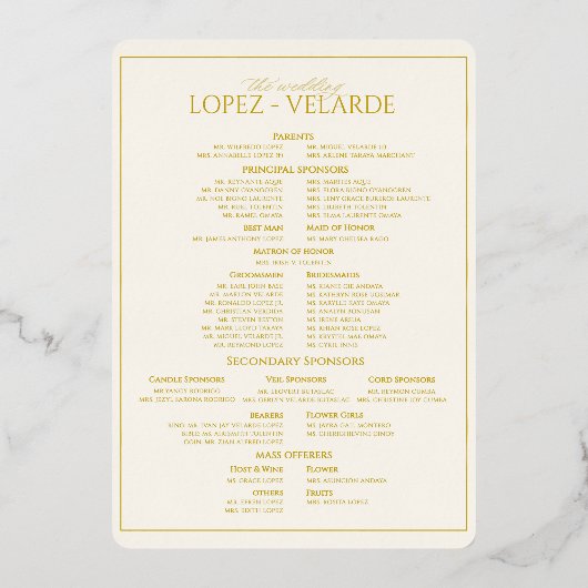 Invitation En Aluminium PAGE mariage ENTOURAGE (Recto)