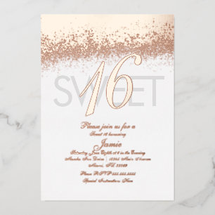 Invitation En Aluminium Pailleté doré à la presse avec monogramme pour Swe