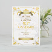 Invitation En Aluminium Paillettes de bordure élégante dorée glamour (Debout devant)