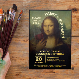 Invitation En Aluminium Paint and Sip Anniversaire