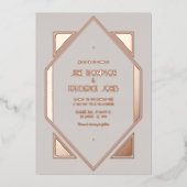 Invitation En Aluminium Pale Gray & Rose Gold Gatsby Art Deco Wedding (Recto)