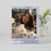 Invitation En Aluminium Pale Periwinkle Silver Lines Diplôme photo (Debout devant)