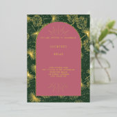Invitation En Aluminium Palm Feuille rose + Green Beach Mariage (Debout devant)