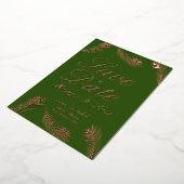 Invitation En Aluminium Palm Leaf Enregistrer la date Vert Or Pressé (Rotation)