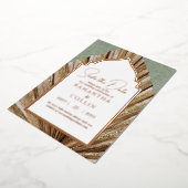 Invitation En Aluminium Palm Leaf Sage Green Enregistrer la date (Rotation)