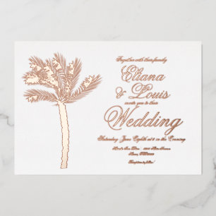 Invitation En Aluminium Palm Tree Gold Mariage d'été Pressé