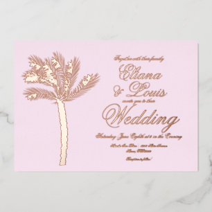 Invitation En Aluminium Palm Tree Gold Mariage rose d'été Pressé
