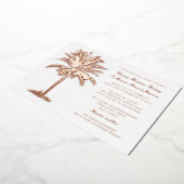 Invitation En Aluminium Palm Tree Island Destination Mariage Rose Gold (Rotation)