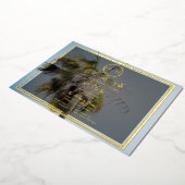 Invitation En Aluminium Palm Tree Tropical Elegant Photo Mariage Gold (Rotation)