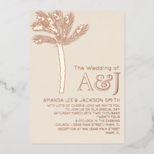 Invitation En Aluminium Palmier minimaliste Rose Mariage beige or
