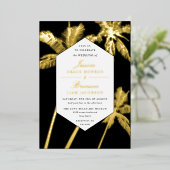 Invitation En Aluminium palmiers dorés mariage tropical sophistiqué (Debout devant)