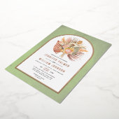 Invitation En Aluminium Palmiers, pampas herbe sauge vert mariage or rose (Rotation)