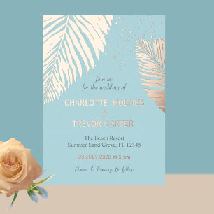 Invitation En Aluminium Palmiers Tropicaux Célestes Mariage d'Été sur la P