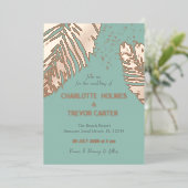 Invitation En Aluminium Palmiers tropicaux Summer Plage Mariage Or (Debout devant)