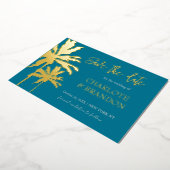 Invitation En Aluminium Palmiers turquoises Mariage Plage Économisez La Da (Rotation)