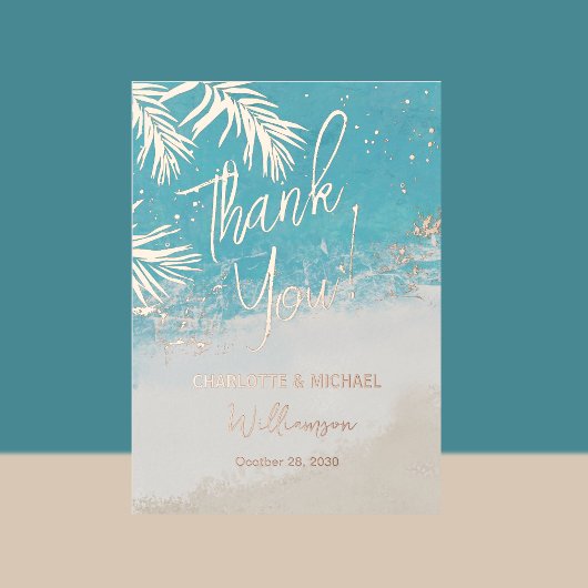 Invitation En Aluminium Palms d'été Ocean Photo Overlay Mariage Merci