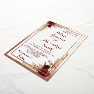 Invitation En Aluminium Pampas Grass Mariage Rose Gold