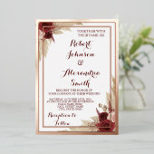 Invitation En Aluminium Pampas Grass Mariage Rose Gold (Debout devant)