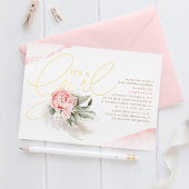 Invitation En Aluminium Pampas Grass rose Floral Cute Baby shower Real