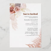 Invitation En Aluminium Pampas Grass Terracotta Graduation 2025 Rose Gold (Recto)
