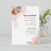 Invitation En Aluminium Pampas Grass Terracotta Graduation 2025 Rose Gold (Debout devant)