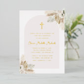 Invitation En Aluminium pampas herbe arche première communion (Debout devant)