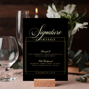 Invitation En Aluminium Pancarte de cocktail de mariage signature chic cla