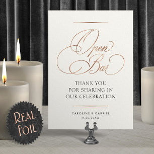 Invitation En Aluminium Pancarte de table pour contrecarrer le bar ouvert