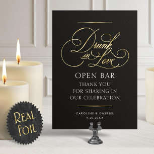 Invitation En Aluminium Pancarte de table pour mariage ivre d'amour Open B