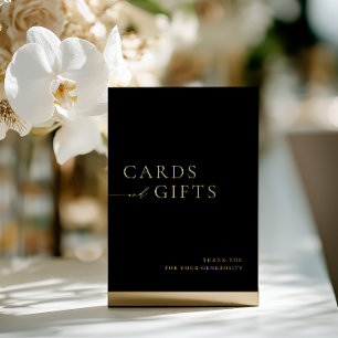 Invitation En Aluminium Pancartes et cadeaux de mariage simples noir et or