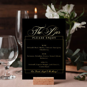 Invitation En Aluminium Panneau de bar de mariage de calligraphie noire iv