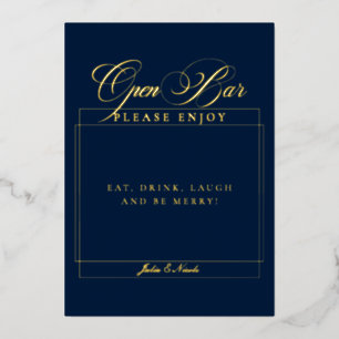 Invitation En Aluminium Panneau de bar ouvert de mariage bleu ivoire class