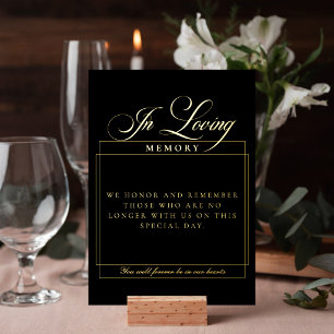 Invitation En Aluminium Panneau de calligraphie noir classique en souvenir