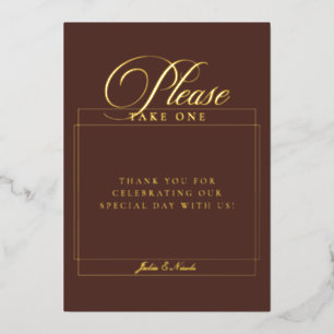 Invitation En Aluminium Panneau de mariage Classic Choco Brown, veuillez e