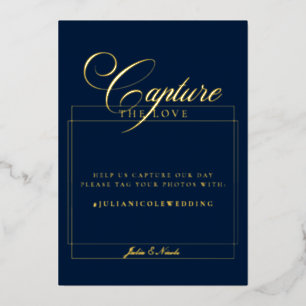 Invitation En Aluminium Panneau de mariage Classique Bleu Navy Capturez l'