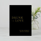 Invitation En Aluminium Panneau Mariage Black & Gold Drunt in Love (Debout devant)