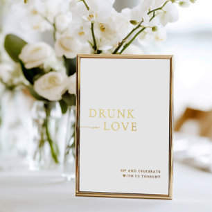 Invitation En Aluminium Panneau Mariage blanc & or trempé dans l'amour