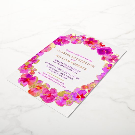 Invitation En Aluminium Panseuse rose mariage or (Rotation)