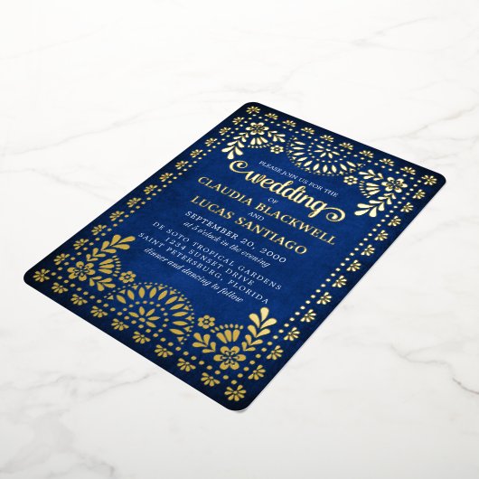 Invitation En Aluminium Papel Picado Mariage (Rotation)