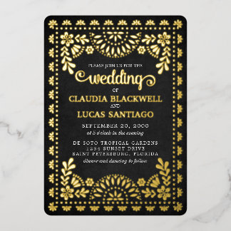Invitation En Aluminium Papel Picado Mariage noir