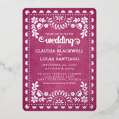 Invitation En Aluminium Papel Picado Mariage rose (Recto)