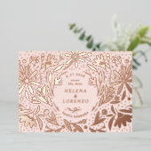 Invitation En Aluminium Papercut Fleurs rustiques Enregistrer la date Rose (Debout devant)