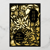 Invitation En Aluminium Papercut Fleurs rustiques Noir Enregistrer la date (Recto)