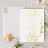 Papier à en-tête floral doré orné pour mariage