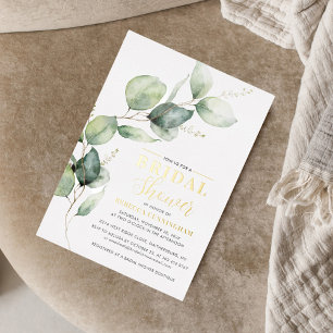 Invitation En Aluminium Papier à lettres vert Eucalyptus Mariage Doré