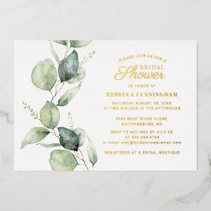 Invitation En Aluminium Papier à lettres vert Eucalyptus Mariage Doré