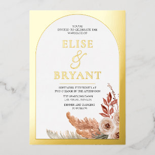 Invitation En Aluminium Papier alu Boho Floral Moderne Blanc Mariage Papie